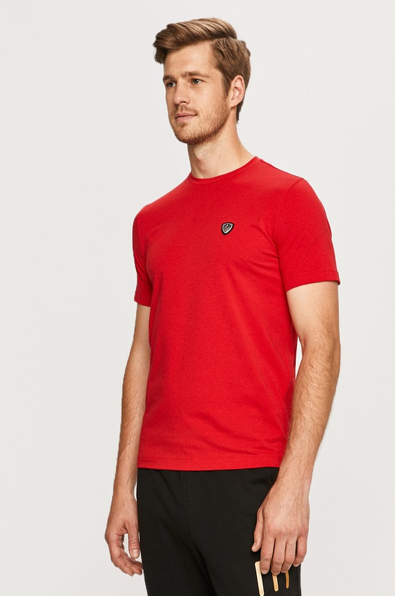 EA7 Emporio Armani - T-shirt PJ03Z.8NPTL7 z elastanem czerwony PJ03Z.8NPTL7
