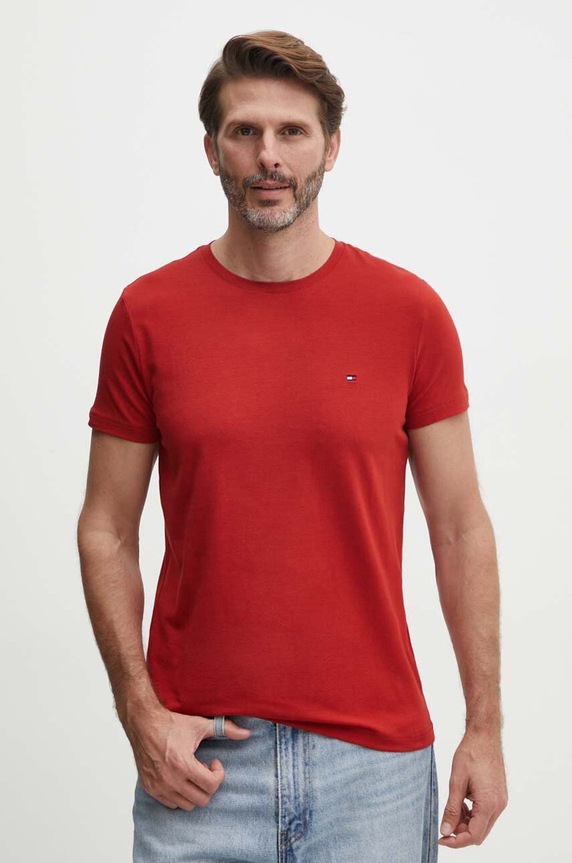 Tommy Hilfiger t-shirt z elastanem czerwony MW0MW10800