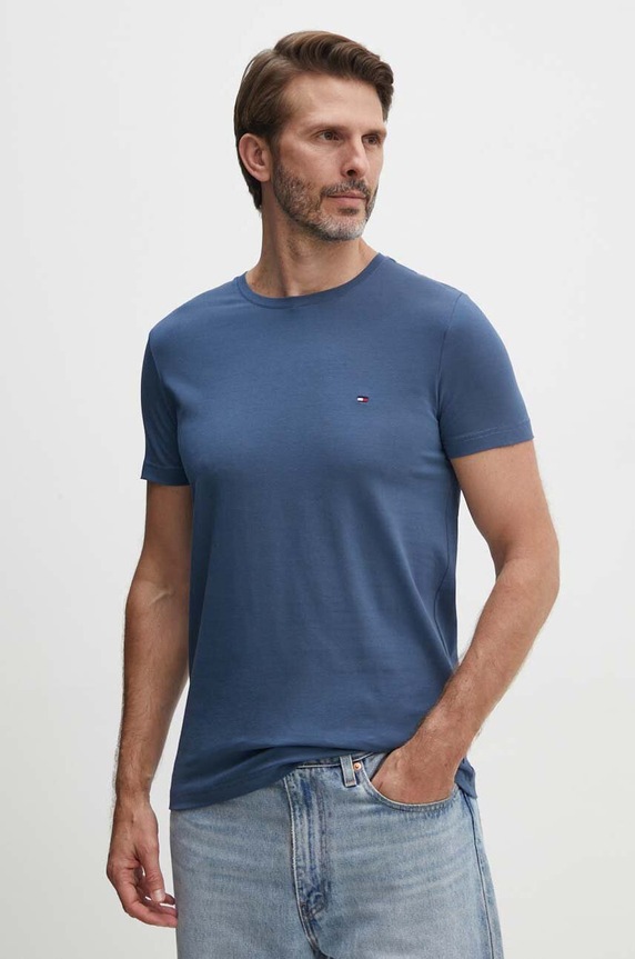 Tommy Hilfiger t-shirt z elastanem granatowy MW0MW10800