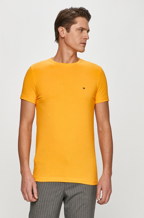 Tommy Hilfiger t-shirt z elastanem żółty MW0MW10800