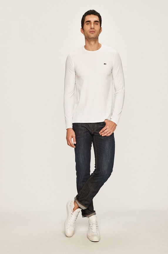 Lacoste - Pánske tričko s dlhým rukávom TH0990 biela AW24