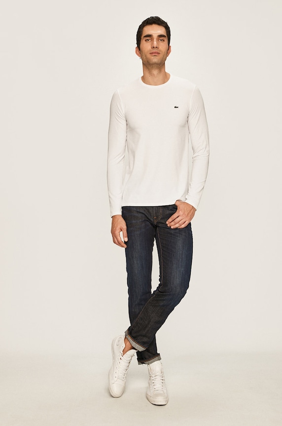 Lacoste - Pánske tričko s dlhým rukávom TH0990 biela AW24