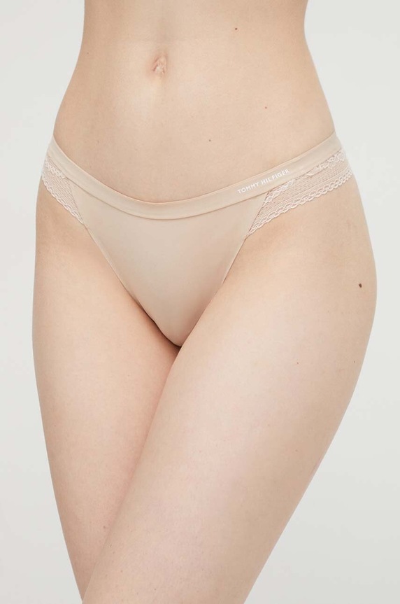 Tommy Hilfiger stringi dzianina beżowy UW0UW02473