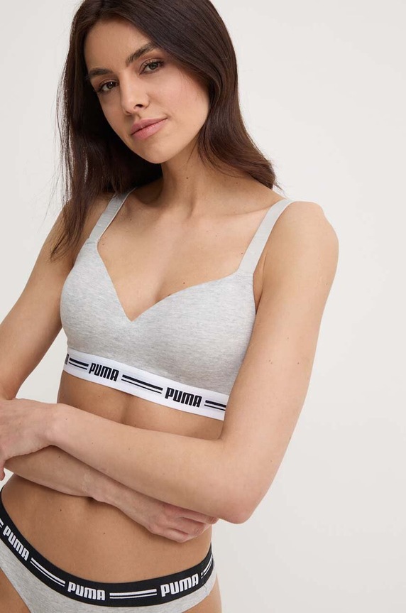 Puma αθλητικό σουτιέν χωρίς μεταλλικές μπανέλες γκρί 907863