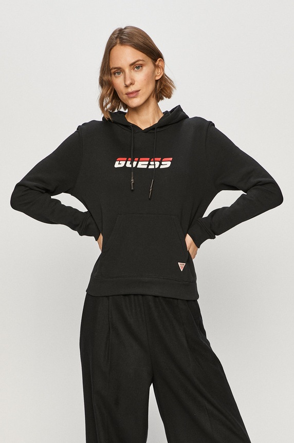 Guess - Bluza bawełniana nadruk czarny O0BA0L.KABT0