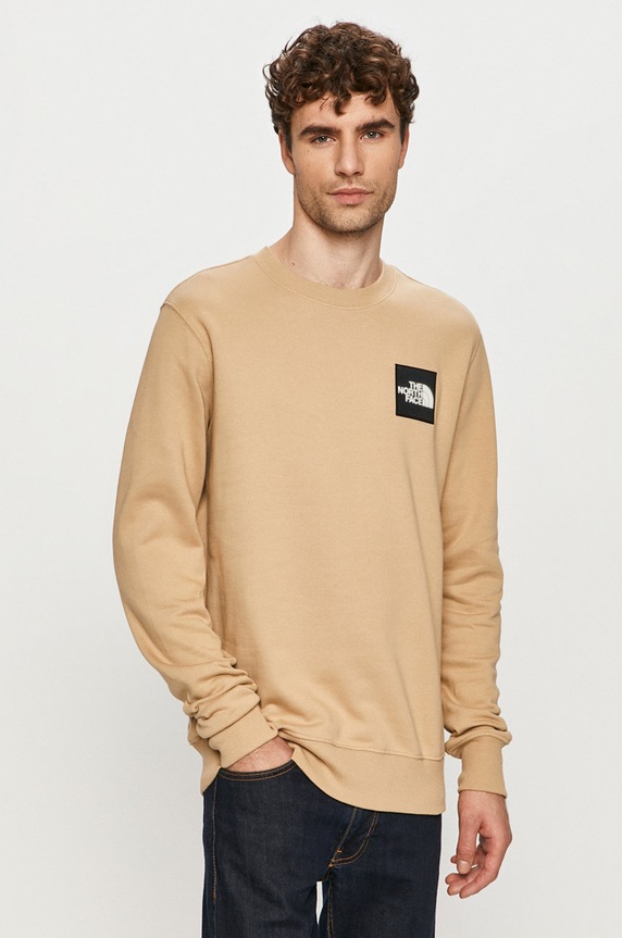 The North Face - Bavlněná mikina bez kapuce hnědá NF0A4SYXH7E1