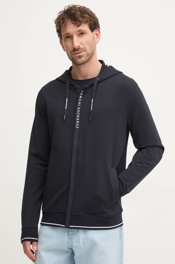 Majica Armani Exchange s kapuljačom mornarsko plava 8NZM82.ZJH3Z