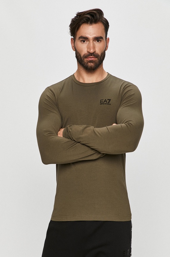 Tričko s dlouhým rukávem EA7 Emporio Armani hladký zelená 8NPT55.PJM5Z