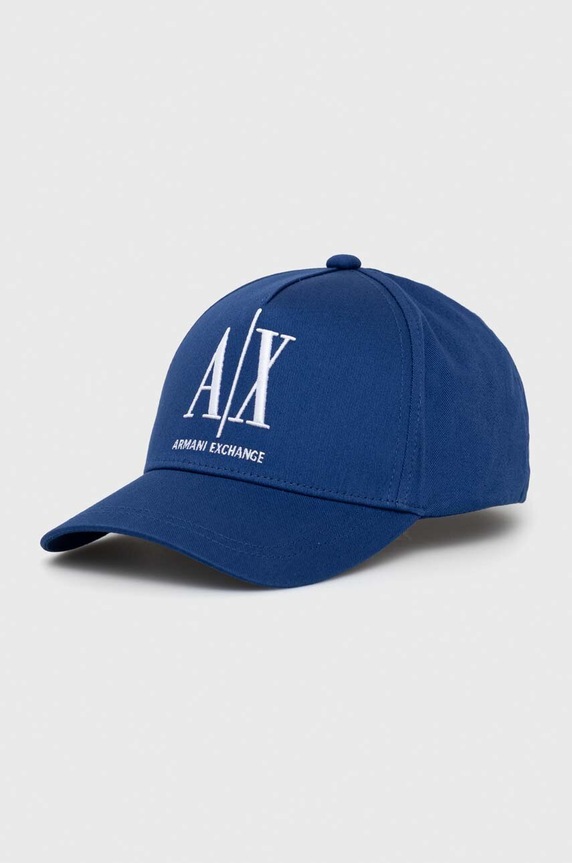 Armani Exchange czapka z daszkiem bawełniana aplikacja granatowy 954047.CC811.NOS