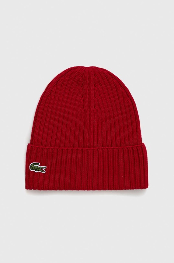 Lacoste wool beanie wool maroon RB4162