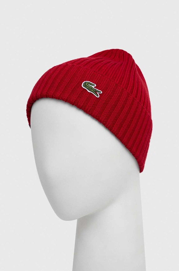 Lacoste wool beanie RB4162 maroon AW22