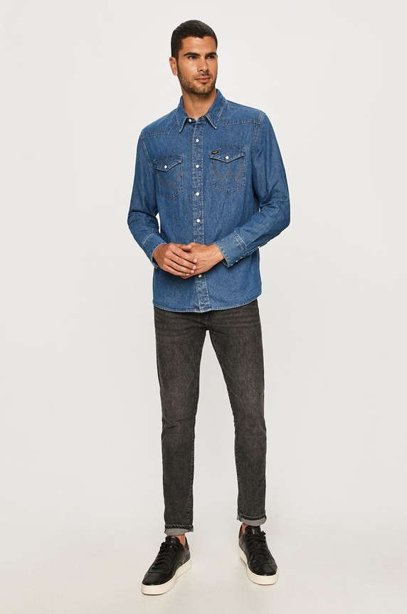 Odzież Wrangler - Koszula jeansowa W5MSLW922 niebieski