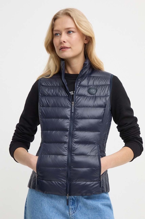 Armani Exchange bezrękawnik puchowy bez kaptura granatowy 8NYQ01.YNM4Z