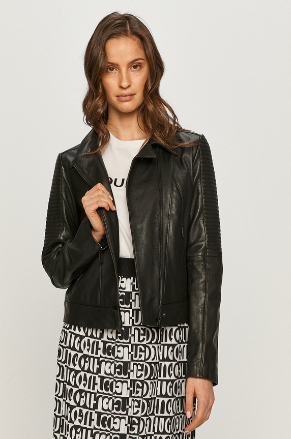 HUGO - Ramoneska skórzana Labaia 50436003 nieocieplane czarny 50436003