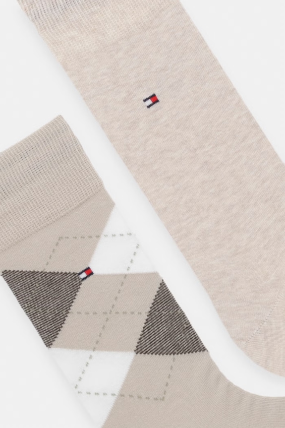 Tommy Hilfiger skarpety męskie z bawełną 2-pack 100001495 beżowy SS26