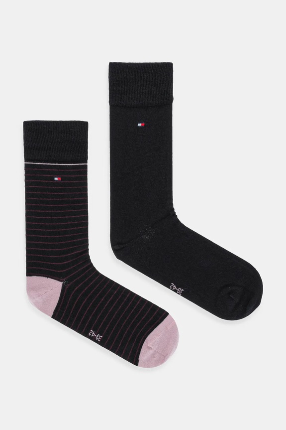 Čarape Tommy Hilfiger 2-pack visoke čarape crna 100001496