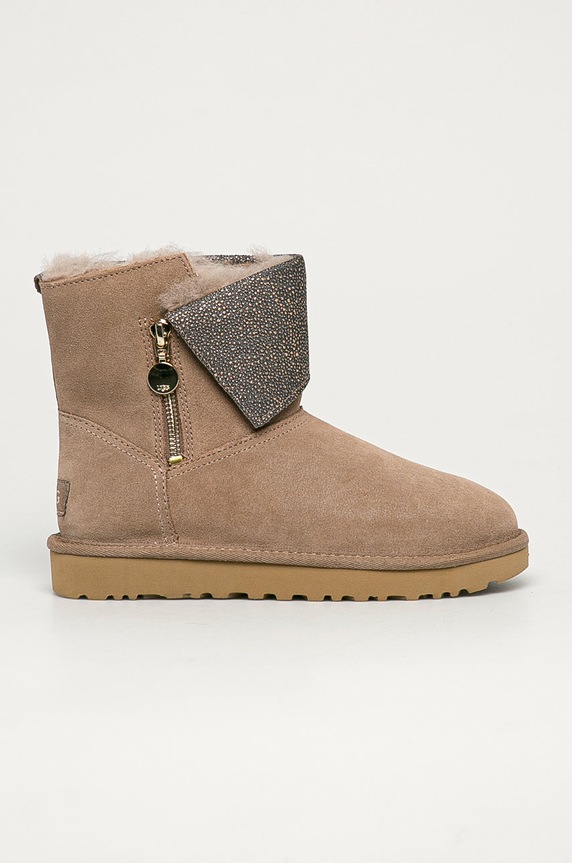 UGG - Śniegowce zamszowe Classic Caviar Mini brak zapięcia beżowy 1112498.CRBO
