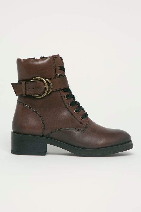 Mexx - Δερμάτινες μπότες Booties Daley 5-8 cm καφέ MXDA0096.01W