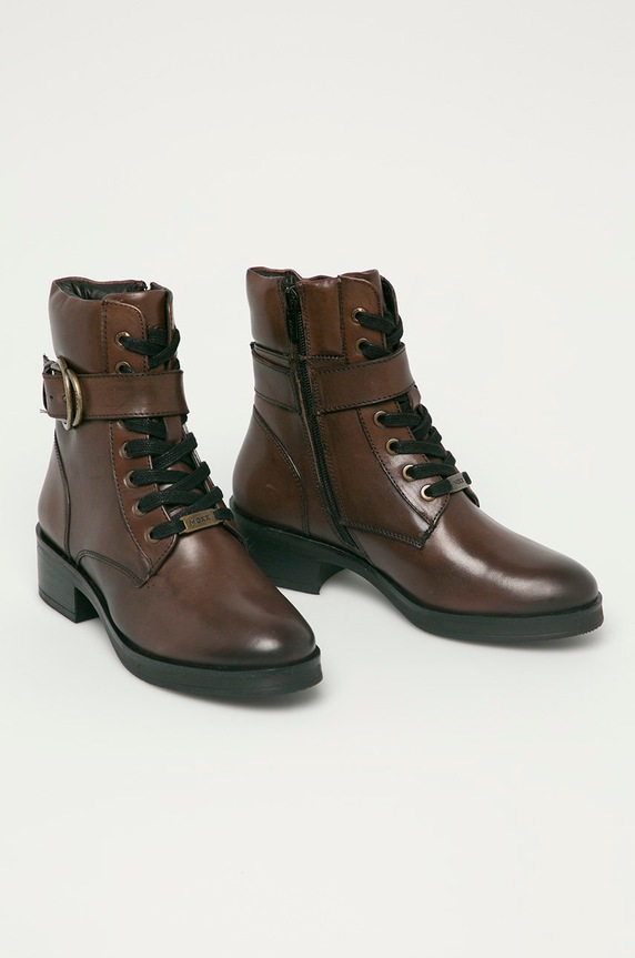 Mexx - Δερμάτινες μπότες Booties Daley MXDA0096.01W καφέ AW20
