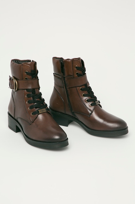 Mexx - Δερμάτινες μπότες Booties Daley MXDA0096.01W καφέ AW20