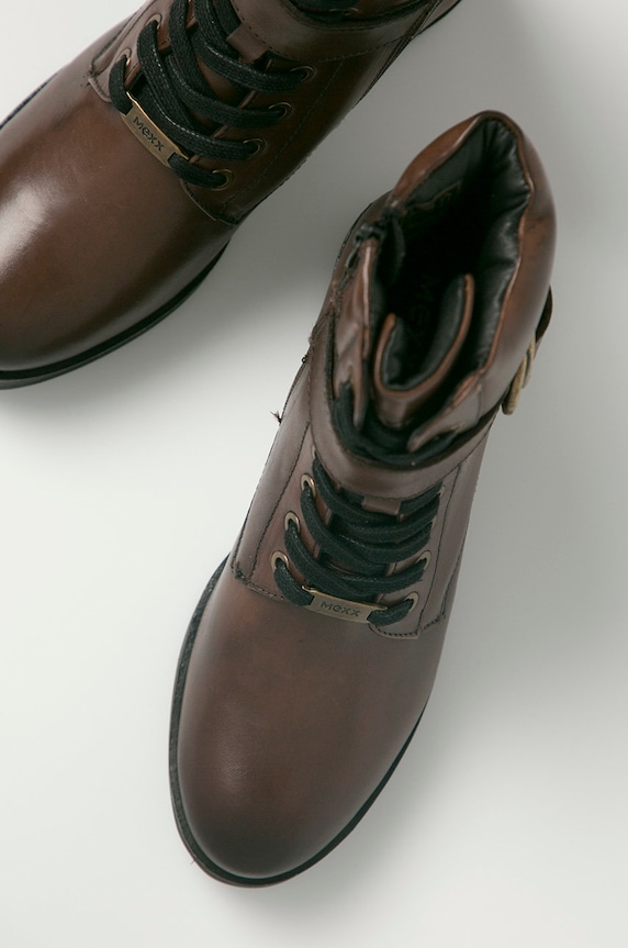 Mexx - Δερμάτινες μπότες Booties Daley MXDA0096.01W καφέ