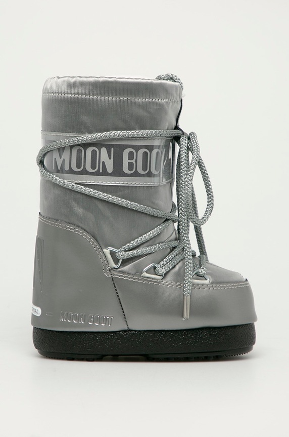 Moon Boot - Παιδικές μπότες χιονιού Glance απομίμηση λείου δέρματος ασημί 140168.MOON.BOOT.GLANCE