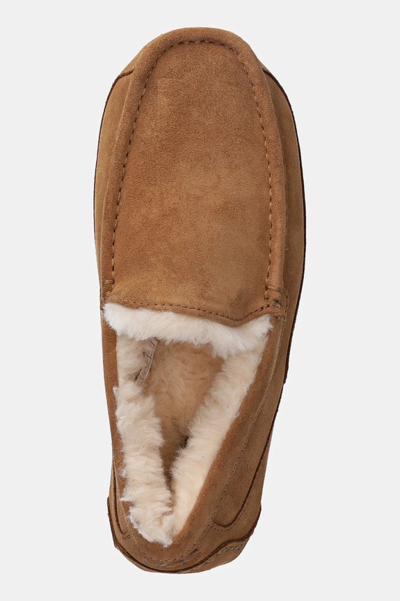 UGG - Δερμάτινες παντόφλες Ascot καφέ 1101110.CHE