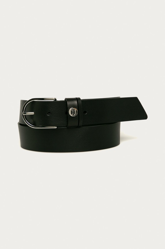 Tommy Hilfiger - Kožený opasok čierna AW0AW08928