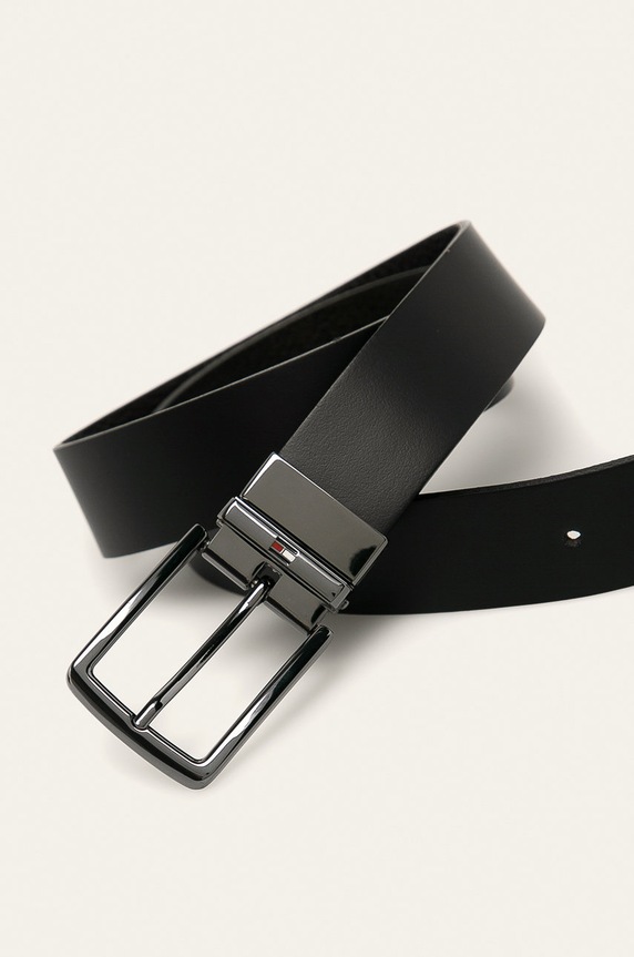 Tommy Hilfiger - Pasek skórzany AM0AM06327 czarny AW20