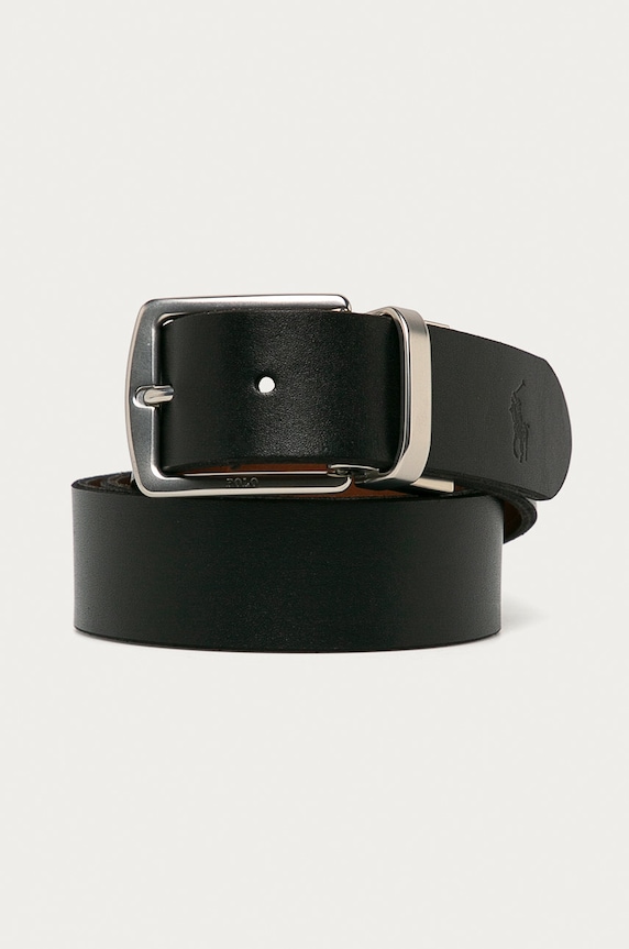 Polo Ralph Lauren - Pasek skórzany dwustronny 405699144001 405699144001 czarny AW25