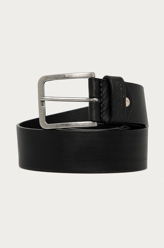 Wrangler - Pasek skórzany czarny W0F1U1100