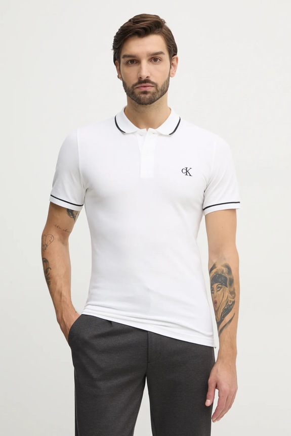 Calvin Klein Jeans tricou polo regular alb J30J315603