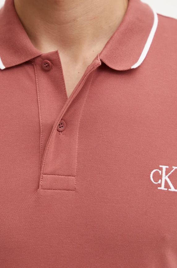 Тениска с яка Calvin Klein Jeans розов J30J315603