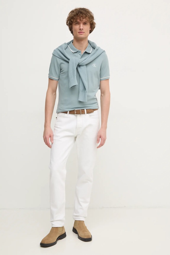 Тениска с яка Calvin Klein Jeans J30J315603 син AA00