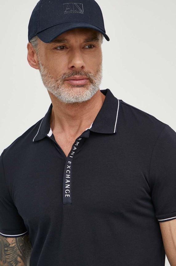 Armani Exchange poló nyomtatásos sötétkék 8NZF71.ZJH2Z