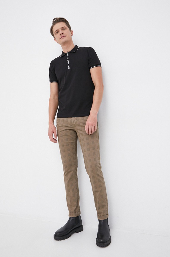 Armani Exchange poló 8NZF71.ZJH2Z fekete AA00