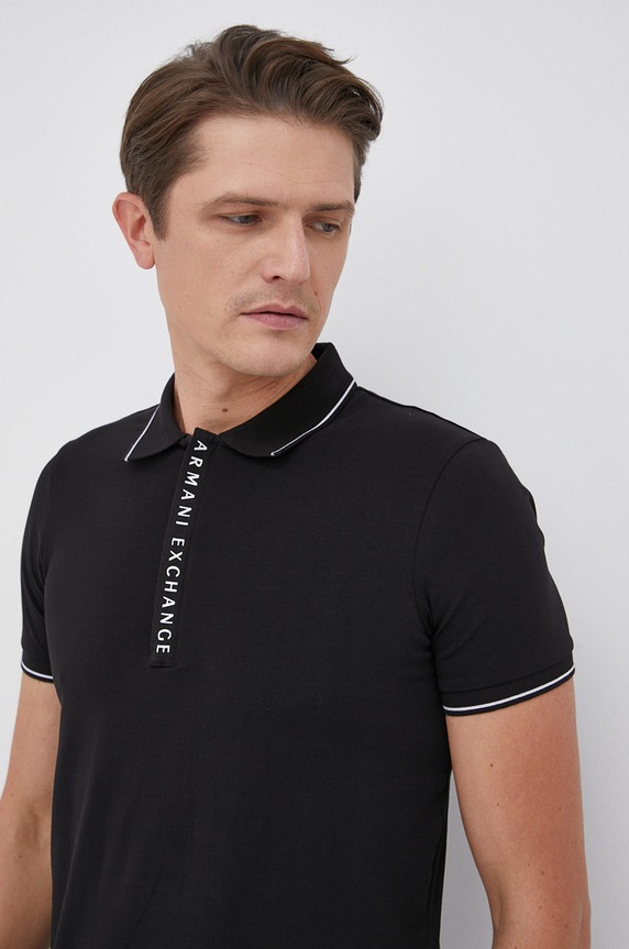 Armani Exchange poló fekete 8NZF71.ZJH2Z