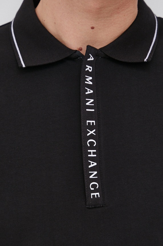 Armani Exchange poló 8NZF71.ZJH2Z fekete