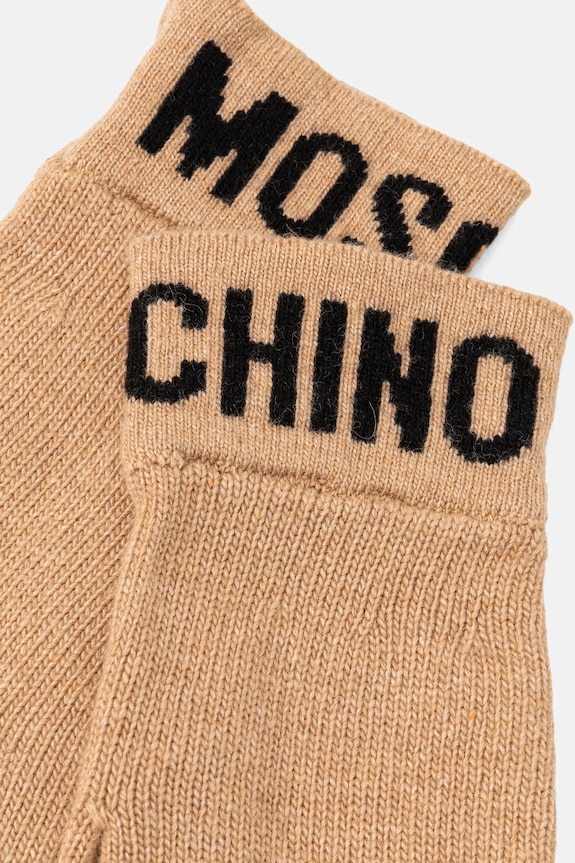 Rukavice s prímesou vlny Moschino M2357.65232 hnedá AW25
