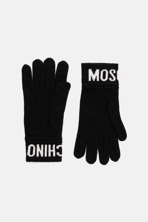 Vlnené rukavice Moschino s prímesou vlny čierna M2357.65232
