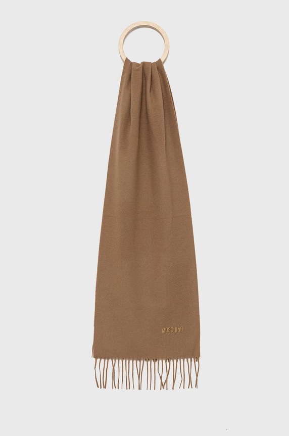 Moschino szalik wełniany wełna brązowy M5165.50092