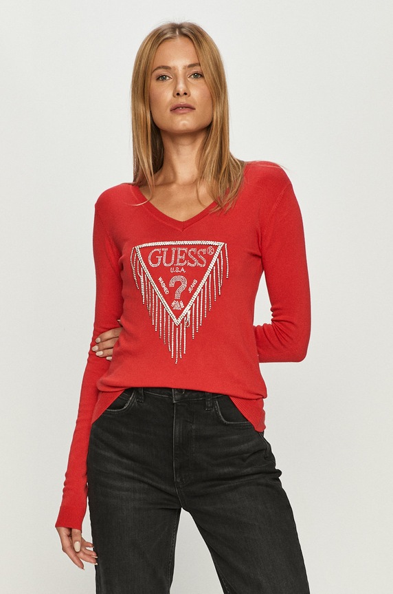 Guess Jeans - Свитер аппликация красный W0BR0D.Z2NQ0