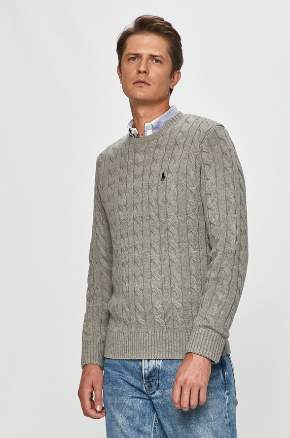 Svetr Polo Ralph Lauren kulatý šedá 710775885013