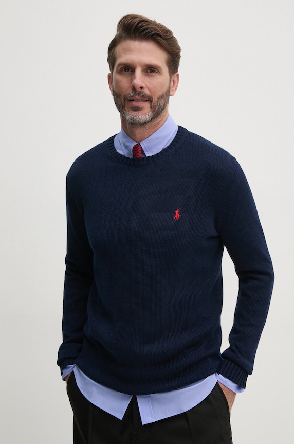 Polo Ralph Lauren pulover de bumbac grosime medie bleumarin 710810846001