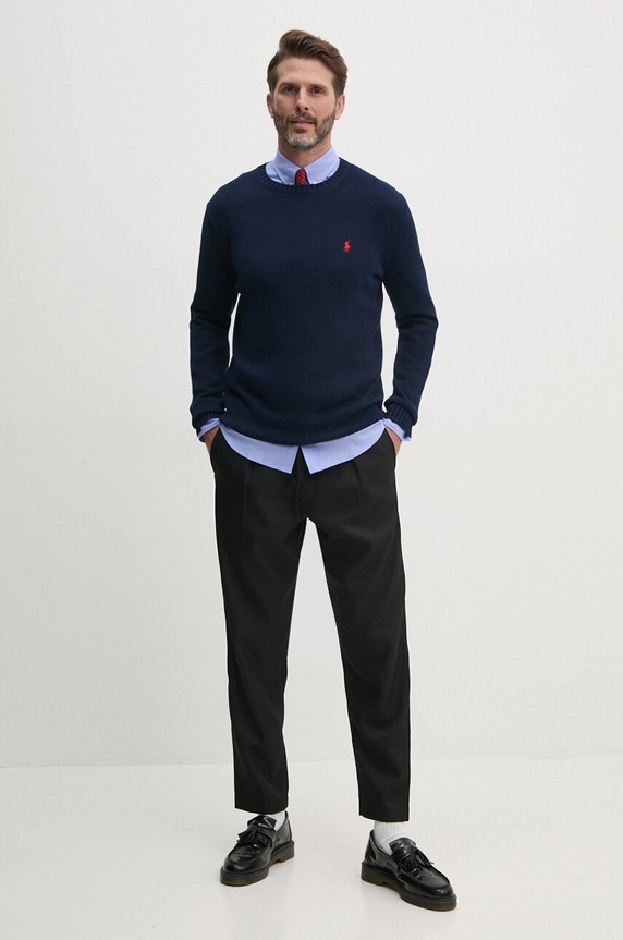 Polo Ralph Lauren pulover de bumbac 710810846001 bleumarin AW20