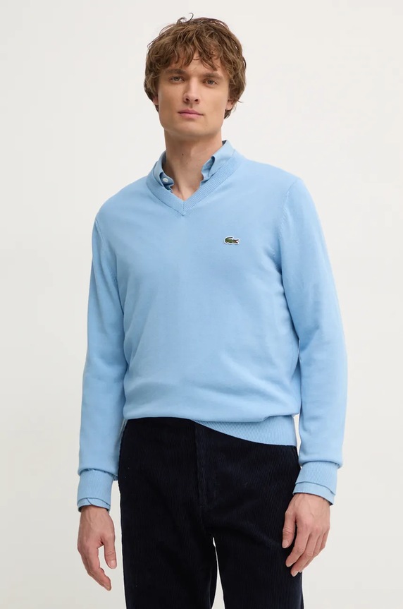 Lacoste sweter bawełna niebieski AH1951