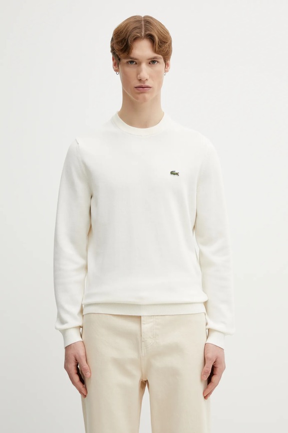 Lacoste pulover din bumbac bărbați bej AH1985