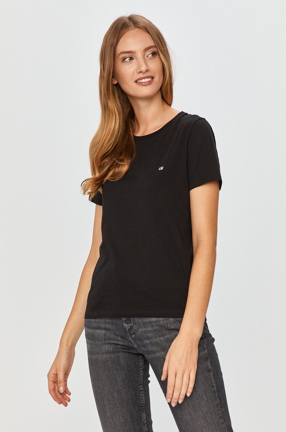 Calvin Klein - Tričko jednofarebný čierna K20K202132