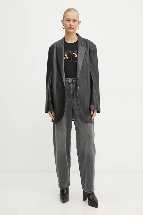 Pamučna majica Armani Exchange 8NYTDL.YJ73Z crna AA00