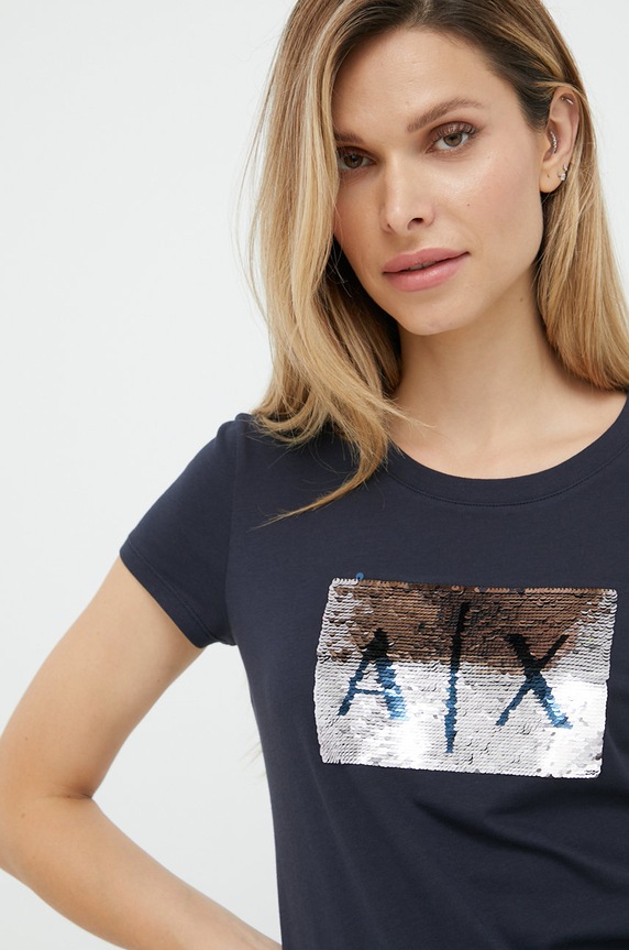 Armani Exchange t-shirt bawełniany granatowy 8NYTDL.YJ73Z